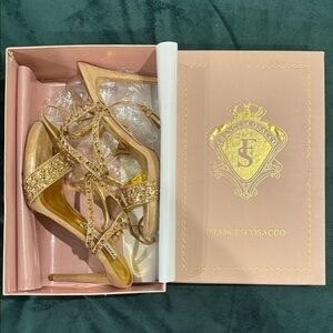 Francesco Sacco Shimmering Gold Strappy Heels